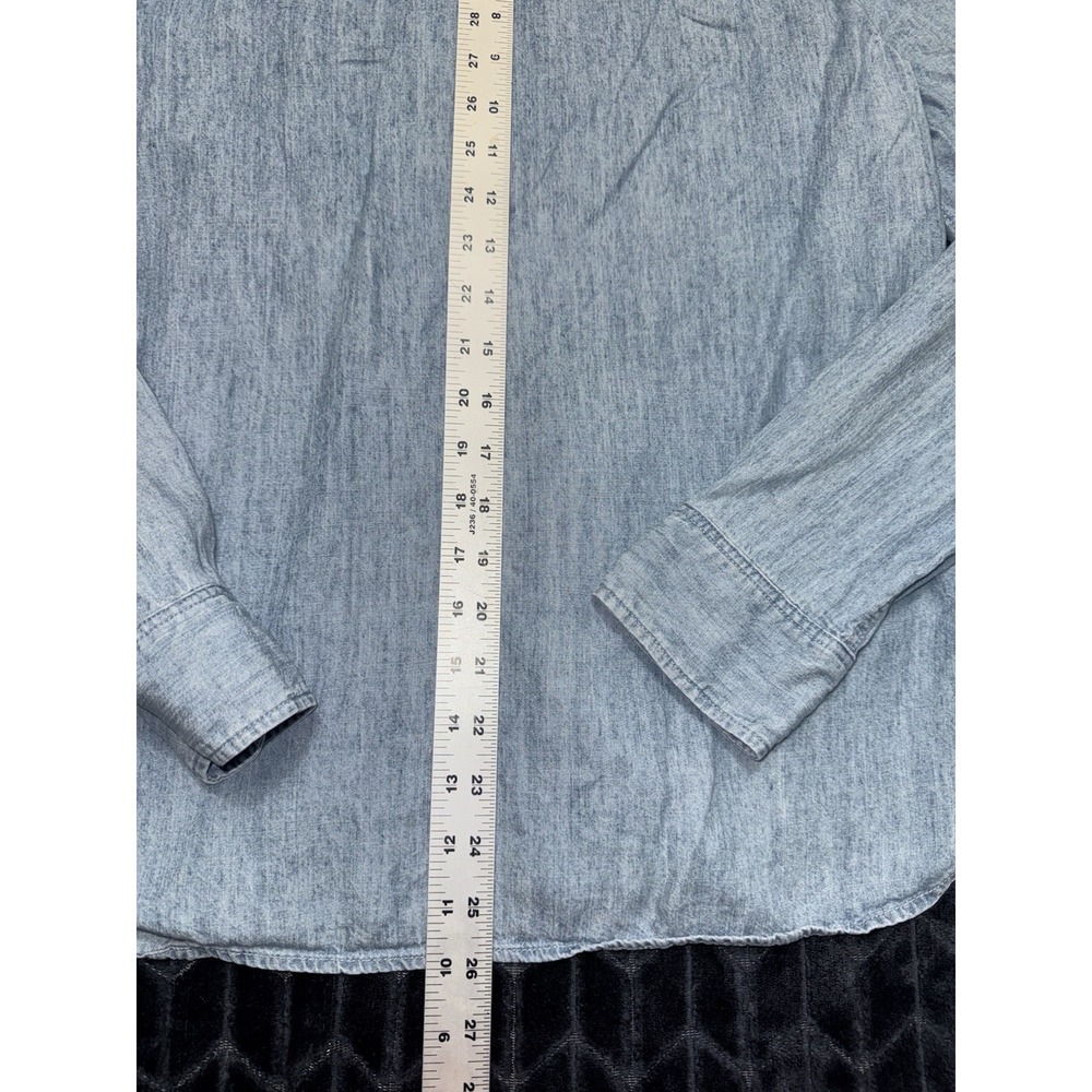 Faherty Mens Blue Chambray Denim Tencel Linen Button Down Pocket Shirt Size S - Picture 8 of 8